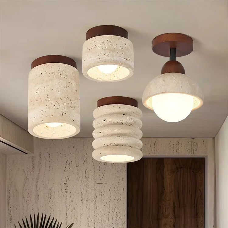 Travertine Deckenleuchte – Wabi-Sabi-Design