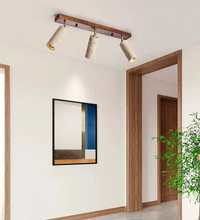 Travertine LED-Deckenleuchte – Holz