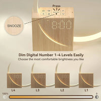 LumiClock LED-Tischleuchte – Holz
